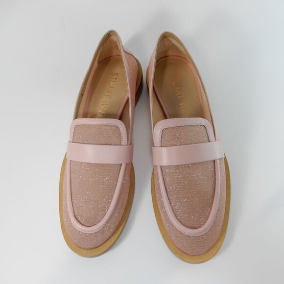 Stuart Weitzman Palmer Slip on LOAFERS Flats Size 6 Pink Shimmer Mesh NEW $475 - Picture 7 of 16